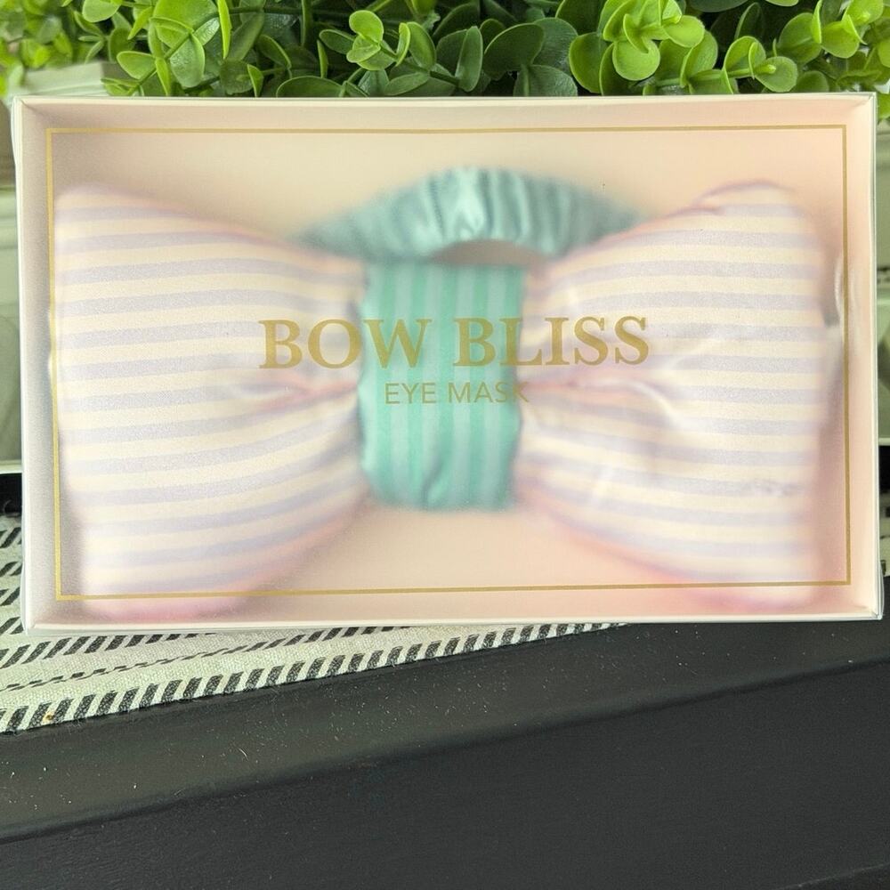 New Bow Bliss Eye Mask Purple & White Stripe Bow Sleep Mask in Gift Box